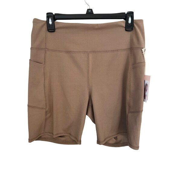 Jessica Simpson Pants - Jessica Simpson Active Womens High-Waisted Biker Shorts With Pockets XL Tan